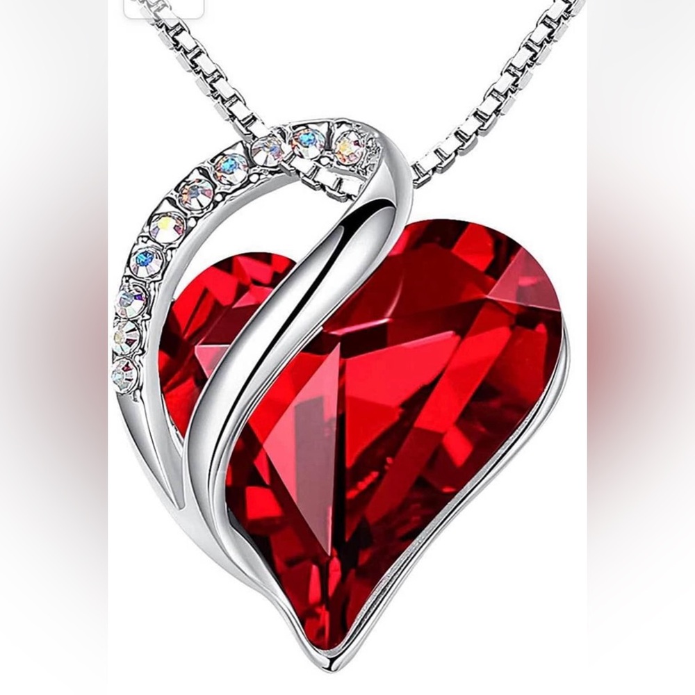 Infinity Love Heart Pendant Necklace Birthstone Crystal Jewelry Gifts (July)